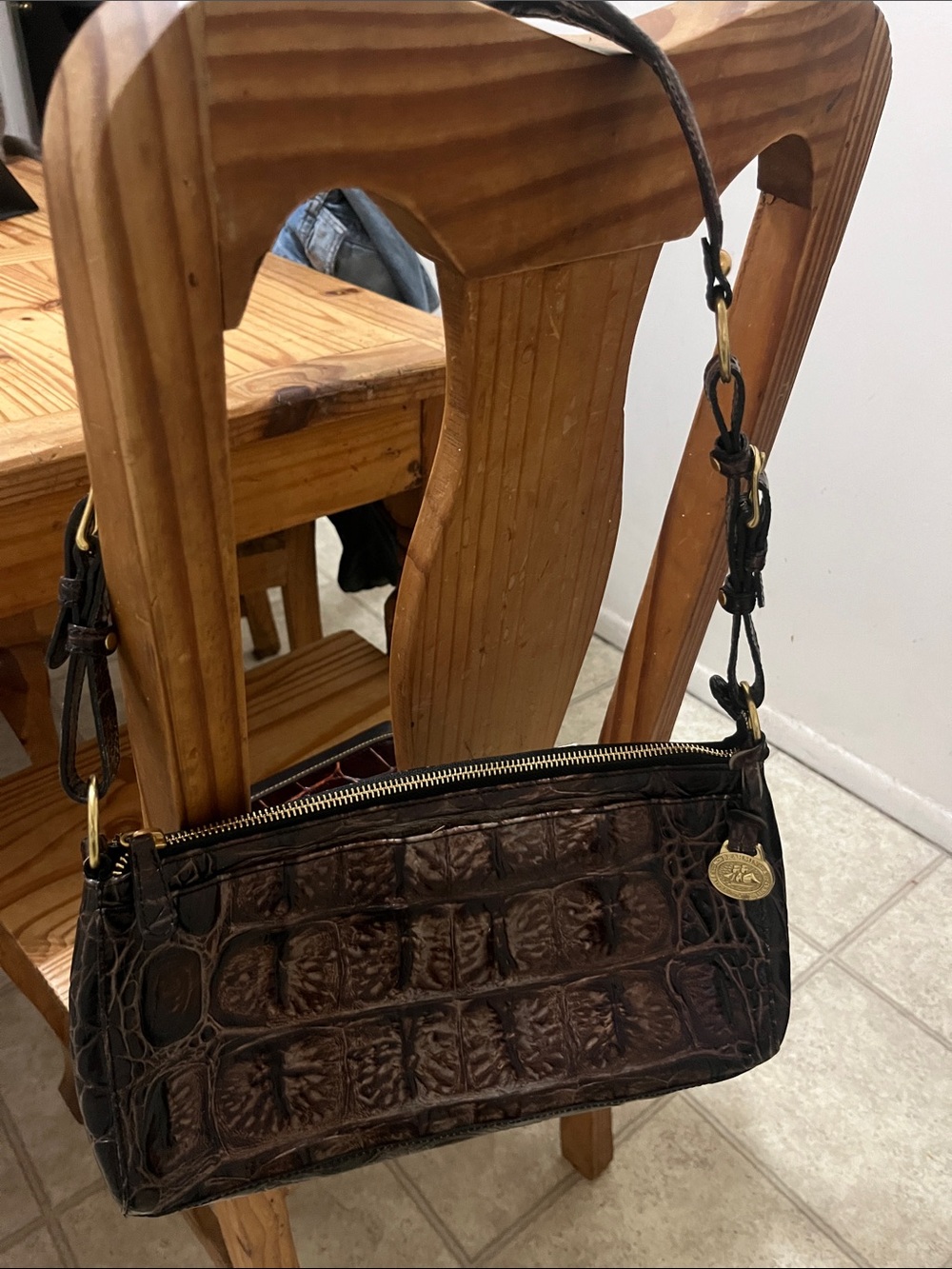 BRAHMIN VINTAGE Espresso Brown Croc Emboss Leather Shoulder Bag Limited Edition - Picture 14 of 14